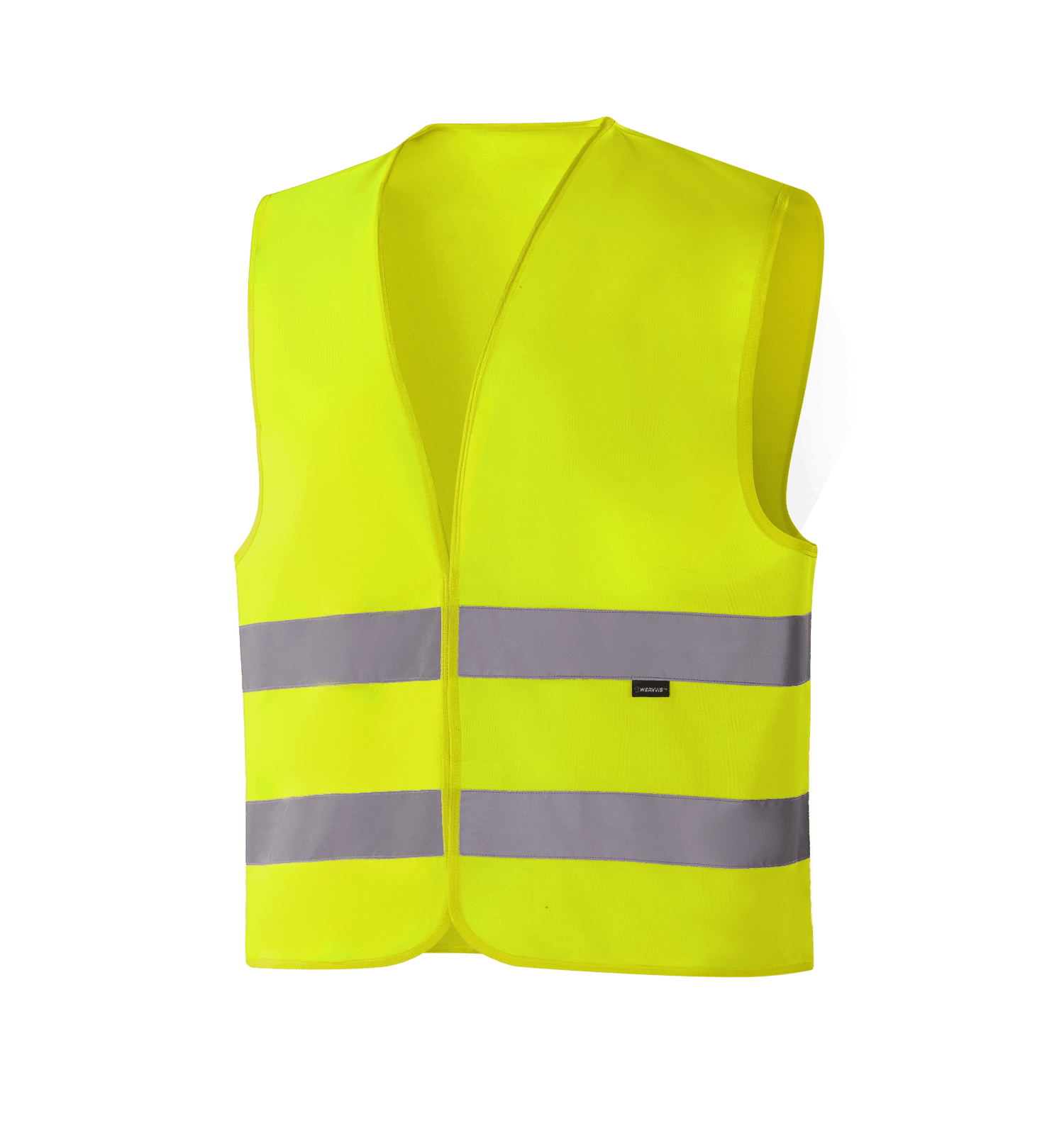 Hi-vis yellow WV201 GOTEBORG vest, 120gsm low-stretch yarn, velcro front, sewn reflective tape, EN ISO 20471 Class 2